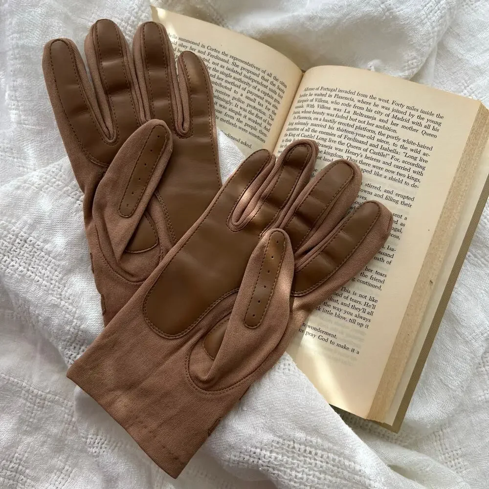 Vintage 90s Brown Tan Driving Gloves Large
